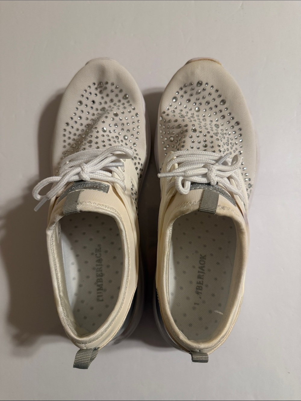 Lumberjack. Women’s White Slip-On Sneakers with Crystal Accents Size 7.5 Good